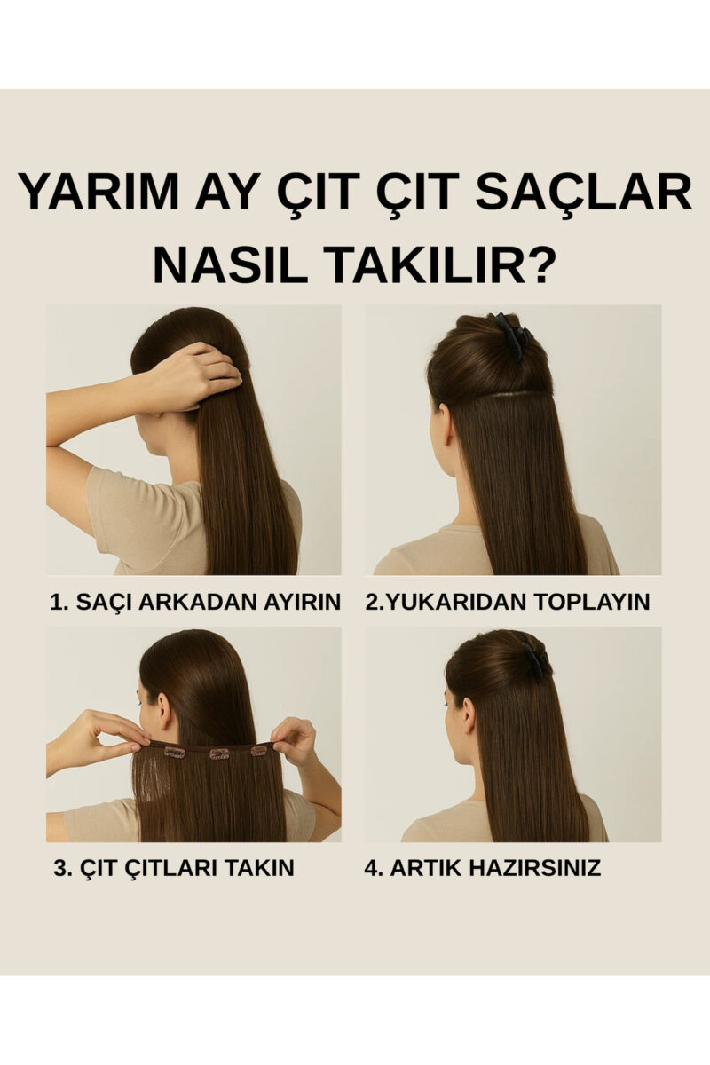 yarımay çıt çıt saç nasıl takılır