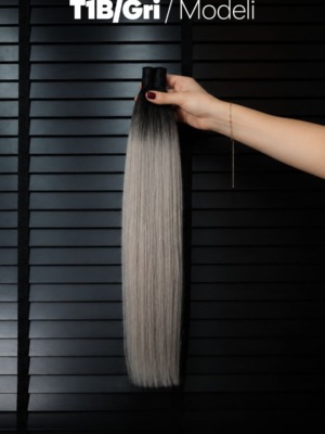 Ombre 1T/Gri gerçek ham saç demeti